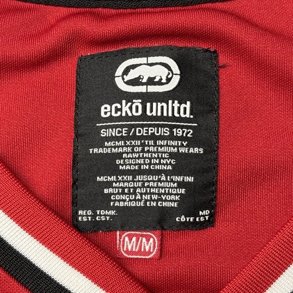 Ecko Unltd. Baseball Jersey Mens Medium Red Short Sleeve Button Front Activewear - Picture 4 of 9